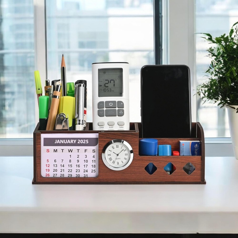 Brown Wooden Table Organizer